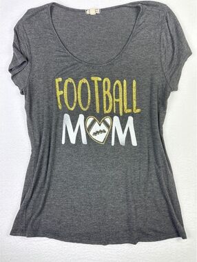 Football Mom Graphic T-Shirt Medium Gray